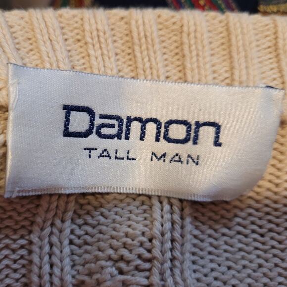 Vintage 90s Damon Pastel Stripe Cable Knit Sweater Mens 2XLT Fisherman Heritage - Picture 6 of 10